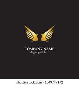 wings gold logo vector illustration template-vector