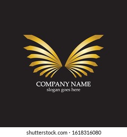 wings gold logo vector illustration template-vector