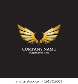 wings gold logo vector illustration template-vector
