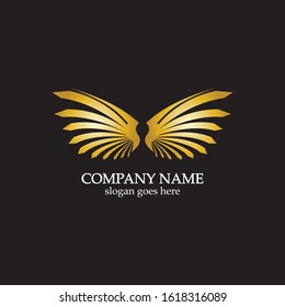 wings gold logo vector illustration template-vector