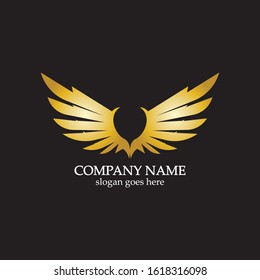 wings gold logo vector illustration template-vector
