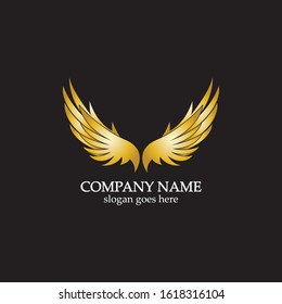 wings gold logo vector illustration template-vector