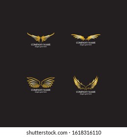 wings gold logo vector illustration template-vector