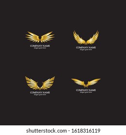 wings gold logo vector illustration template-vector