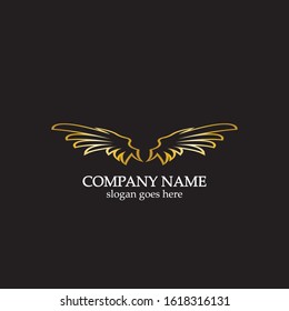 wings gold logo vector illustration template-vector