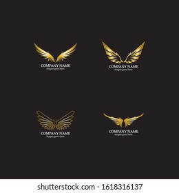 wings gold logo vector illustration template-vector