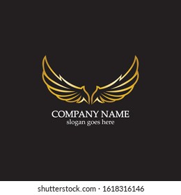 wings gold logo vector illustration template-vector