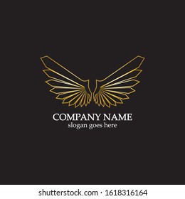 wings gold logo vector illustration template-vector