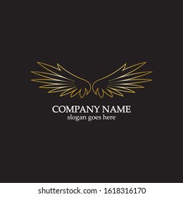 wings gold logo vector illustration template-vector