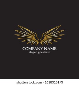 wings gold logo vector illustration template-vector