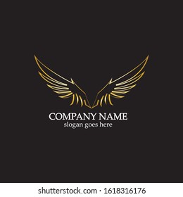 wings gold logo vector illustration template-vector