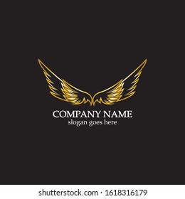 wings gold logo vector illustration template-vector