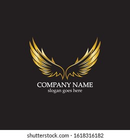 wings gold logo vector illustration template-vector