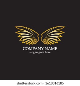 wings gold logo vector illustration template-vector