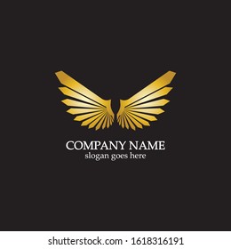 wings gold logo vector illustration template-vector