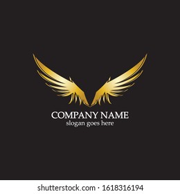 wings gold logo vector illustration template-vector