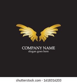 wings gold logo vector illustration template-vector