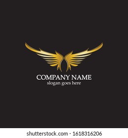 wings gold logo vector illustration template-vector