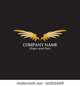 wings gold logo vector illustration template-vector