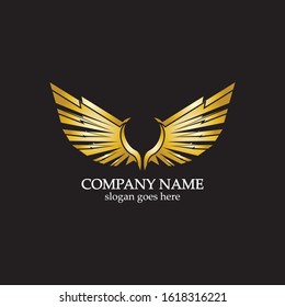 wings gold logo vector illustration template-vector