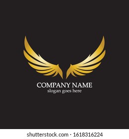 wings gold logo vector illustration template-vector