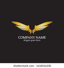 wings gold logo vector illustration template-vector