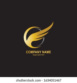 wings gold logo vector illustration template