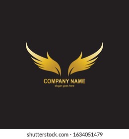 wings gold logo vector illustration template