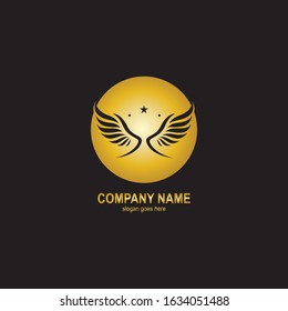 wings gold logo vector illustration template