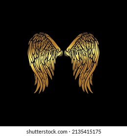 wings gold logo vector illustration template-vector