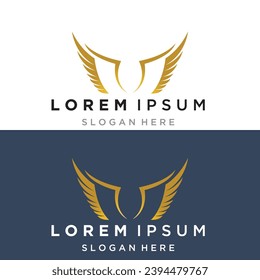 wings gold logo vector illustration template-vector