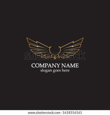 wings gold logo vector illustration template-vector