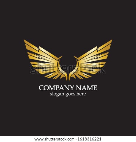 wings gold logo vector illustration template-vector