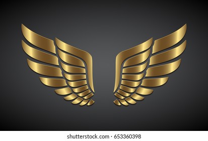 Gold Angel Wings Stock Vector (Royalty Free) 330751481