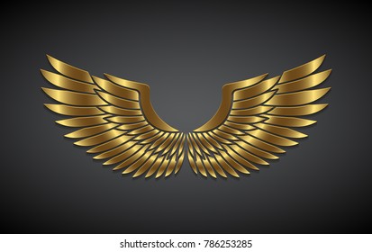 Wings from gold on a gray background.