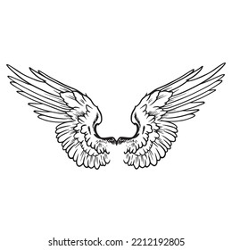 wings graphic design vector illustration, art tattoo sketch, hand draw, print use