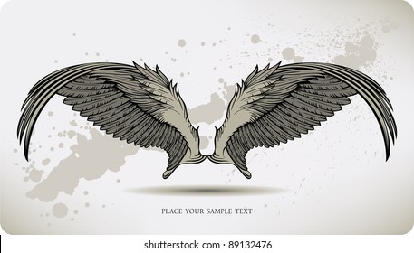 Wings Griffon, hand drawing. Vector illustration.