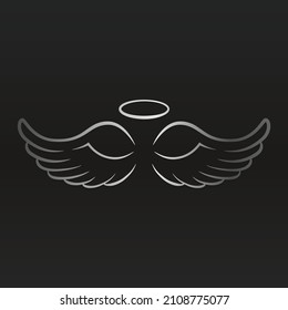 Wings Halo Illustration Clip Art Design Shape. Angel Heaven Silhouette Icon Vector.