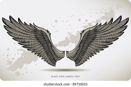 Wings, hand drawing. Vector illustration.