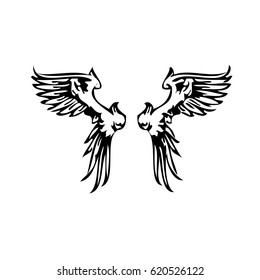 Wings, Hand drawn detailed wings vector illustration hand drawn, on the white background