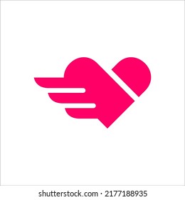 wings and heart logo design vector sign