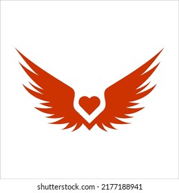 signo vectorial de diseño de las alas y el logotipo del corazón