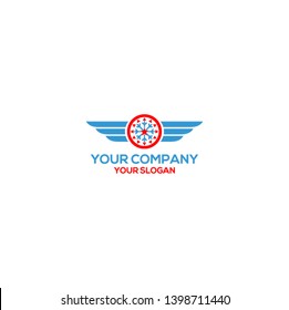 Wings Heating and Air Logo Conditioning Design Vector