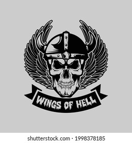 Wings of hell minimal vector t shirt design.