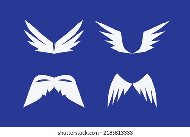 Wings for heraldry, tattoos, logos cartoon design vector flat modern isolated illustration