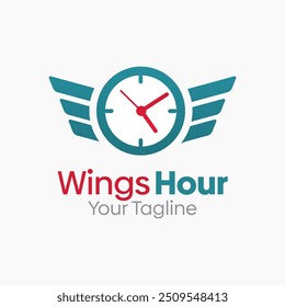 Modelo de design de logotipo de hora de trabalho WIngs. Bom para negócios, agência, comunidade e organização