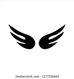 wings icon. black isolated object.