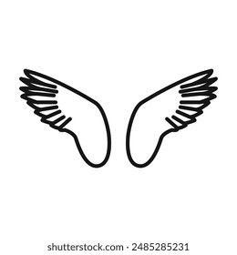 Wings icon Black line art vector