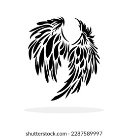 Flügelsymbol. Schwarze Symbol von Flügeln auf weißem Hintergrund. Wings Logo Design. Vektorgrafik