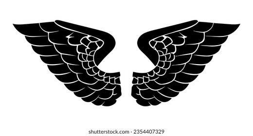Wings icon. Black icon of wings on white background. Wings logo design. Vector illustration
